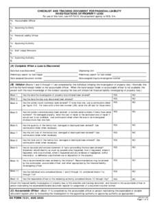 CHECKLIST AND TRACKING DOCUMENT FOR FINANCIAL LIABILITY INVESTIGATIONS OF PROPERTY LOSS For use of this form, see AR 735-5; the proponent agency is DCS, G-4. To: Accountable Officer  1.