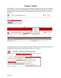 Changes to MyRed Starting May 20th, 2013, you will notice a change to MyRed upon logging in. Previously, you navigated to screens using the menu options on the left-hand side of the page. Now, after clicking the first it