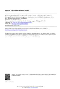 Sigma Xi, The Scientific Research Society  Perceiving Tonal Structure in Music: The complex mental activity by which listeners distinguish subtle relations among tones, chords, and keys in Western tonal music offers new 