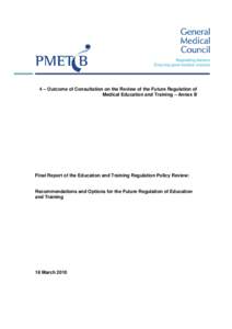 Report of the Education and Training Regulation Policy Review