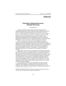 Journal of Technology Education  Vol. 12 No. 1, Fall 2000 Editorial