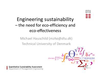 Industrial ecology / Environmental economics / Environmentalism / Sustainability / Eco-efficiency