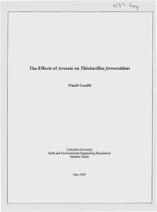 The Effects of Arsenic on Thiobacillus ferrooxidans