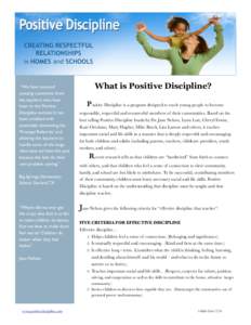 Positive Discipline / Rudolf Dreikurs / Jane Nelsen / Classroom management / School discipline / Parent education program / Alfred Adler / Parenting styles / Teacher / Education / Parenting / Childhood