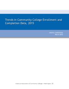 Trends in Community College Enrollment and Completion Data, 2015 Jolanta Juszkiewicz MarchAmerican Association of Community Colleges • Washington, DC