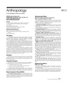 Anthropology  ANTH In the College of Arts and Letters OFFICE: Arts and Letters 448