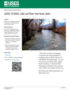 Lost streams of Idaho / Little Lost River / Butte County /  Idaho / Discharge / Howe /  Idaho / Snake River / Streamflow / Idaho / Geography of the United States / Hydrology