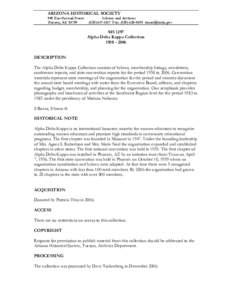 ARIZONA HISTORICAL SOCIETY 949 East Second Street Tucson, AZ[removed]Library and Archives[removed]Fax: ([removed]removed]