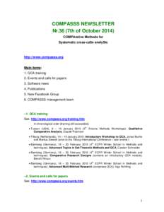 COMPASSS NEWSLETTER Nr.36 (7th of OctoberCOMPArative Methods for Systematic cross-caSe analySis  http://www.compasss.org