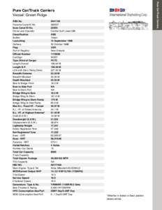 ABS No.	 Panama Canal SI No.	 Suez Canal ID No. Owner and Operator	 Classification	 Builder