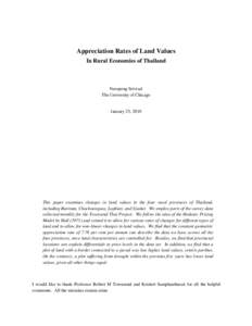 Appreciation Rates of Land Values In Rural Economies of Thailand Narapong Srivisal The University of Chicago