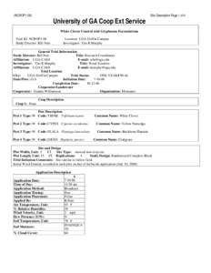 (NCROP1-06)  Site Description Page 1 of 4 University of GA Coop Ext Service White Clover Control with Glyphosate Formulations