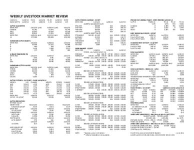 WEEKLY LIVESTOCK MARKET REVIEW CAN/US $ BANK RATE % Jul18/14 Jul15/14