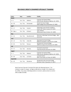 Basic breath examiner specialist training schedule