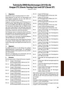 Technische DMSB-Bestimmungen 2014 für die Gruppe CTC (Classic-Touring-Cars) und CGT (Classic GT) (Stand: [removed]Allgemeines