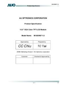 M150XN07 V.2  Product Specification AU OPTRONICS CORPORATION Product Specification