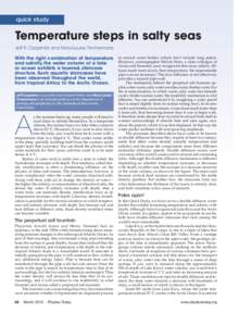 quick study  Temperature steps in salty seas Jeff R. Carpenter and Mary-Louise Timmermans With the right combination of temperature and salinity, the water column of a lake