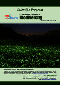 Scientific Program 4th International Conference on Biodiversity  June 15-17, 2015 Las Vegas, USA