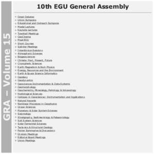 GRA – Volume 15  10th EGU General Assembly Great Debates Union Symposia Educational and Outreach Symposia