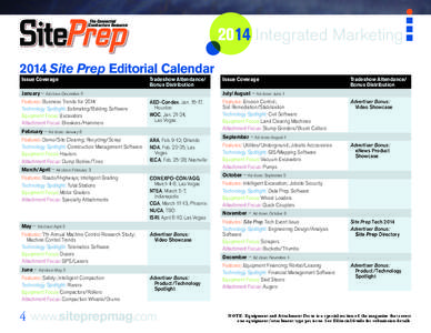 The Connected Contractors Resource 2014 Integrated Marketing 2014 Site Prep Editorial Calendar Issue Coverage