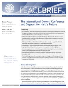 UNITED STates institute of peace  peaceBrieF26 United States Institute of Peace • www.usip.org • Tel[removed] • Fax[removed]Robert Maguire