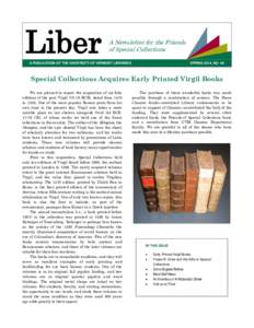 Liber, A Newsletter for the Friends of Special Collections