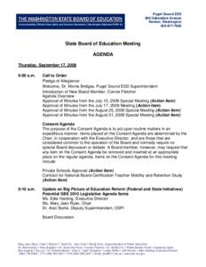 Puget Sound ESD 800 Oakesdale Avenue Renton, Washington[removed]State Board of Education Meeting