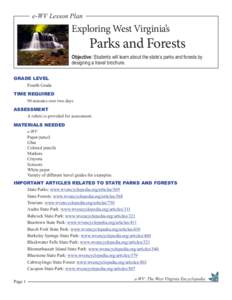 e-WV Lesson Plan  Exploring West Virginia’s Parks and Forests