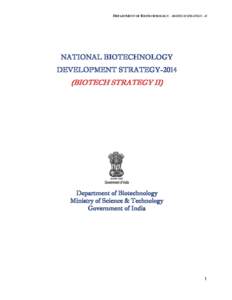 DEPARTMENT OF BIOTECHNOLOGY - BIOTECH STRATEGY - II  NATIONAL BIOTECHNOLOGY DEVELOPMENT STRATEGYBIOTECH STRATEGY II)