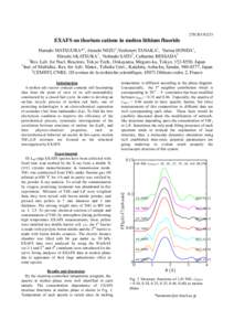 27B/2013G233  EXAFS on thorium cations in molten lithium fluoride Haruaki MATSUURA*1, Atsushi NEZU1,Yoshinori TANAKA1, Yurina HONDA1, Hiroshi AKATSUKA1, Nobuaki SATO2, Catherine BESSADA3 1