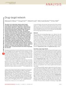 © 2007 Nature Publishing Group http://www.nature.com/naturebiotechnology  A N A LY S I S Drug–target network Muhammed A Yıldırım1,2,3, Kwang-Il Goh1,4,5, Michael E Cusick1,2, Albert-László Barabási1,4,6 & Marc V