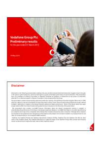 Vodafone Group Plc Preliminary results For the year ended 31 MarchMay 2015