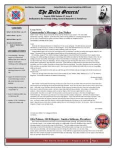Joe Nokes, Commander  Camp Website: www.humphreys1625.com The Delta General August, 2014 Volume 17, Issue 8