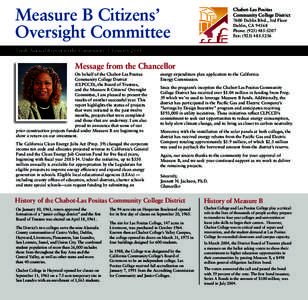 Measure B Citizens’ Oversight Committee Chabot-Las Positas Community College District 7600 Dublin Blvd., 3rd Floor