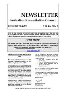 NEWSLETTER  Australian Resuscitation Council