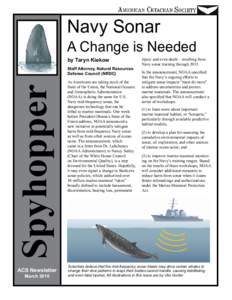 Navy Sonar  A Change is Needed by Taryn Kiekow  Spyhopper