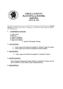 CIBOLA COUNTY PLANNING & ZONING AGENDA JUNE 28, 28, 2011