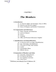 CHAPTER 7  The Members A. Introductory § 1. In General; Rights and Privileges; Term of Office § 2. Seniority and Derivative Rights