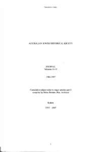 Cumulative Index  AUSTRALIAN JEWISH lllSTORICAL SOCIETY JOURNAL Volumes 10-13