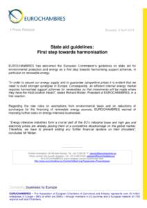 I Press Release  Brussels, 9 April 2014 State aid guidelines: First step towards harmonisation