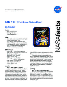 Manned spacecraft / STS-118 / Richard Mastracchio / STS-120 / Space Shuttle / Expedition 16 / External Stowage Platform / STS-131 / STS-134 / Spaceflight / Spacecraft / Human spaceflight