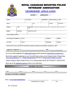 MEMBERSHIP APPLICATION ACTIVE [ ] Surname  Given Name(s)