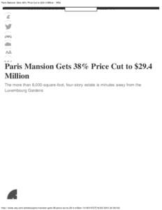 Paris Mansion Gets 38% Price Cut to $29.4 Million - WSJ