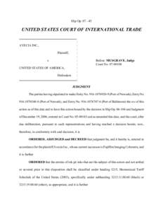 Slip Op[removed]UNITED STATES COURT OF INTERNATIONAL TRADE AVECIA INC., Plaintiff,