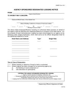 OSF Form 19-1: Agency-Sponsored Designated Lodging Notice