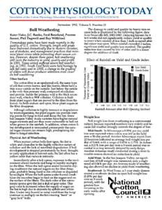 COTTON PHYSIOLOGY TODAY Newsletter of the Cotton Physiology Education Program -- NATIONAL COTTON COUNCIL November 1992, Volume 3, Number 10  Boll Weathering