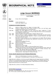 BIOGRAPHICAL NOTE  CHAMBERS JUDGE MORRISON  United Nations