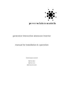 power solutions australia  generator interactive sinewave inverter manual for installation & operation