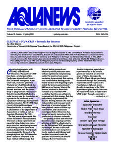 Sustainable Aquaculture for a Secure Future POND DYNAMICS/AQUACULTURE COLLABORATIVE RESEARCH SUPPORT PROGRAM NEWSLETTER Volume 15, Number 2/Spring 2000