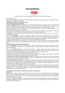 NOTA INFORMATIVA  (ai sensi dell’articolo 13 del Decreto Legislativo 30 giugno 2003, n. 196-